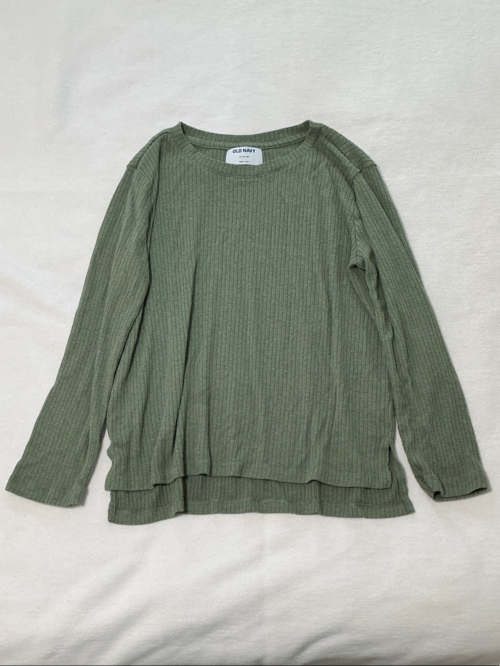 Old Navy Olive Ribbed Crewneck Long-Sleeve Sweater
